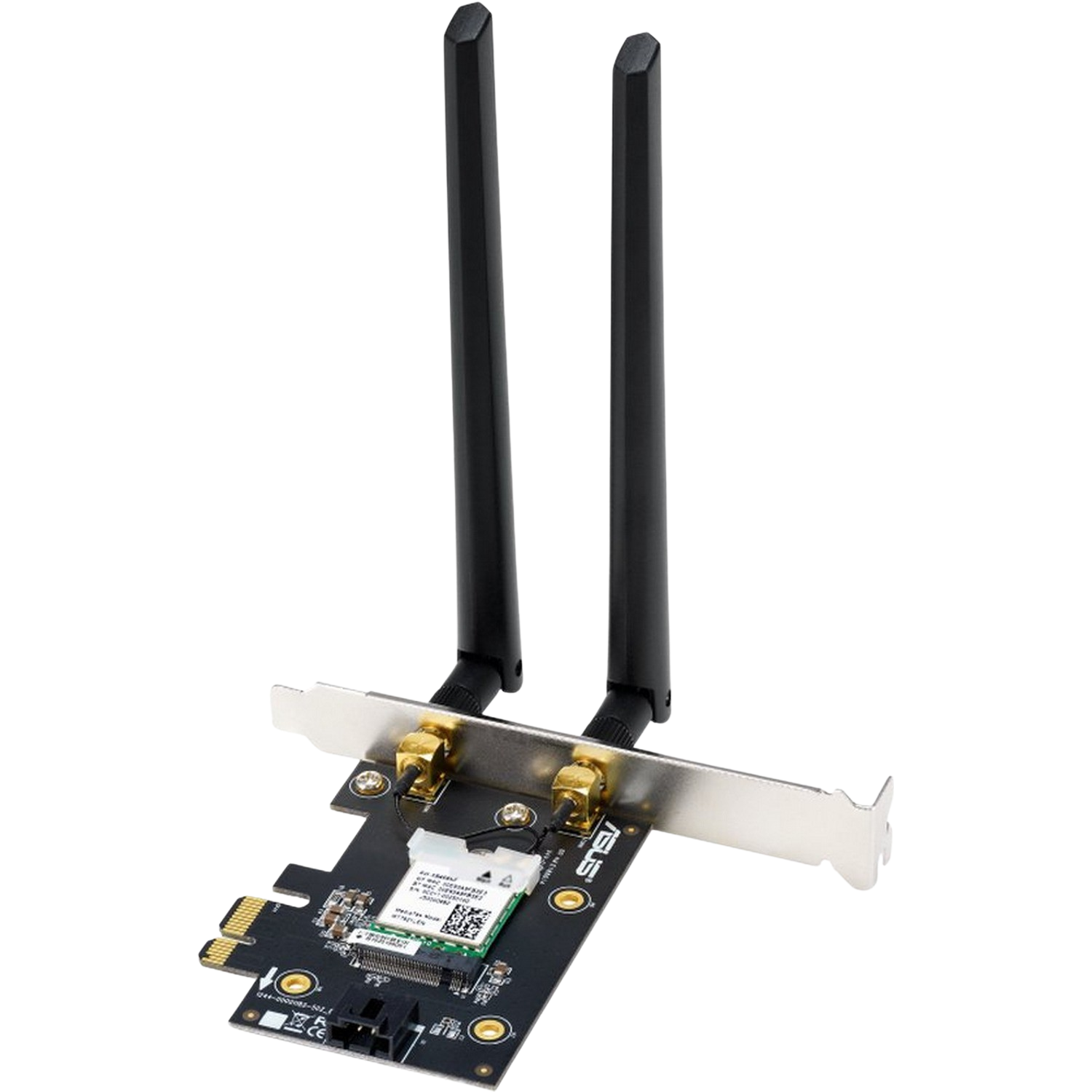 Asus WiFi card with antennas. Shows the card and two black antennas.