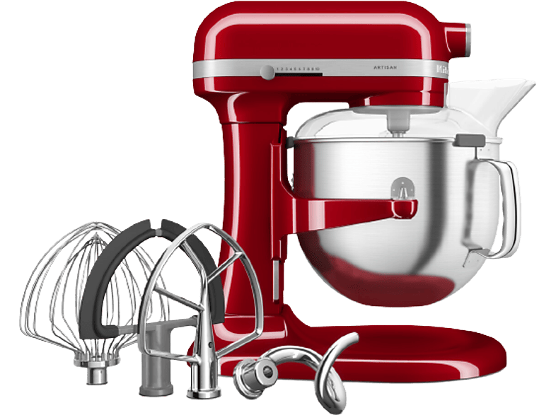 Kitchen Aid 5KSM70SHXEER Artisan Küchenmaschine Empire Rot (Rührschüsselkapazität: 6,6 l, 375 Watt)