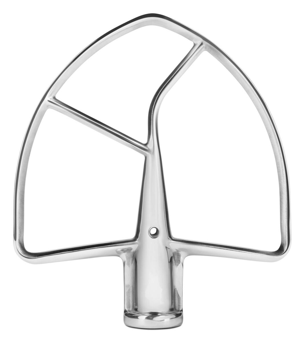 Ein Edelstahl-Mixeraufsatz mit dreiblättrigem Design für einen Küchenmixer.