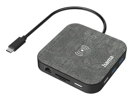 HAMA Connect2QiCharge - USB-C-Hub (Grau/Schwarz)