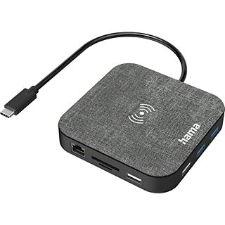 HAMA Connect2QiCharge - USB-C-Hub (Grau/Schwarz)