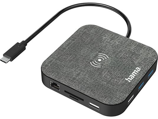HAMA Connect2QiCharge - Hub USB-C (Grigio/Nero)