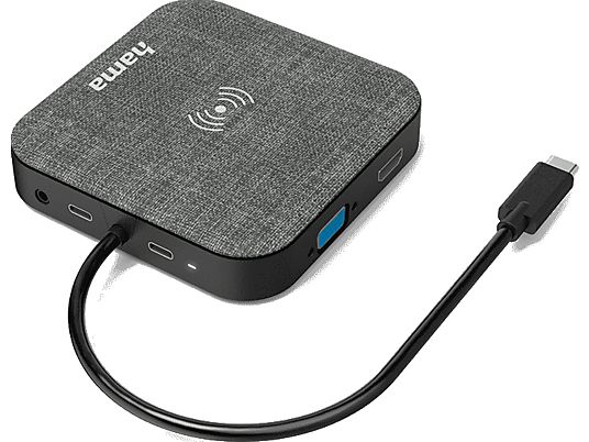 HAMA Connect2QiCharge - Hub USB-C (Grigio/Nero)