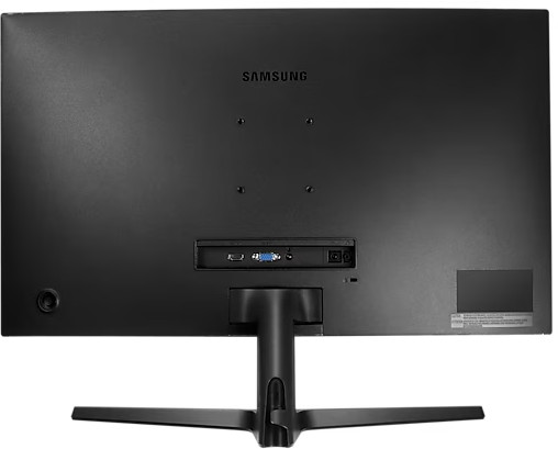 Arrière d'écran noir avec ports et support.