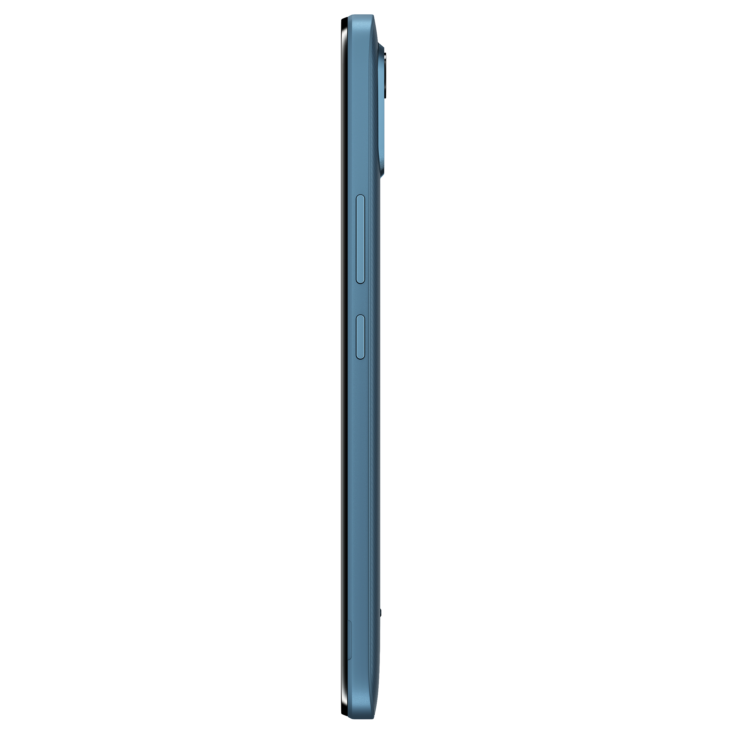 Seitenansicht eines blauen Smartphones, sauberes und einfaches Design.
