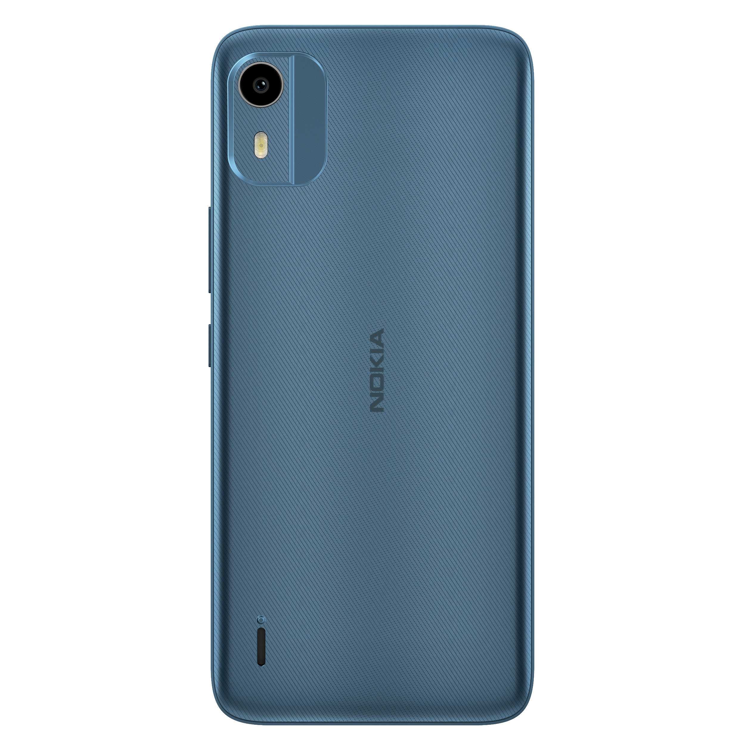 Die Rückseite eines blauen Nokia-Telefons ist sichtbar.