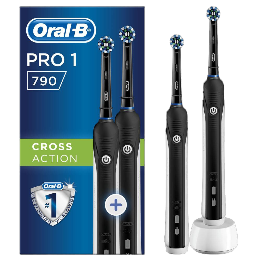 Cepillo eléctrico - Oral-B Pro 1 790, Recargable Con Tecnología De Braun, Pack Doble Con Mangos con 2 Cabezales De Recambio