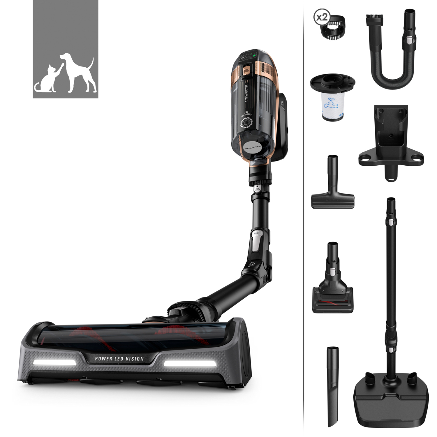 Rowenta X-Force 15.60 Rh99F1 scopa elettrica senza filo, Senza sacco, 520 W