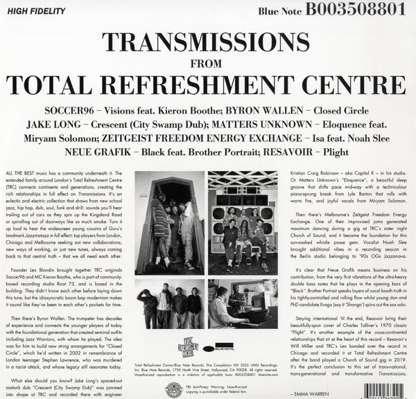 Albumcover: "Transmissions From Total Refreshment Center." Schwarz-Weiß-Foto.
