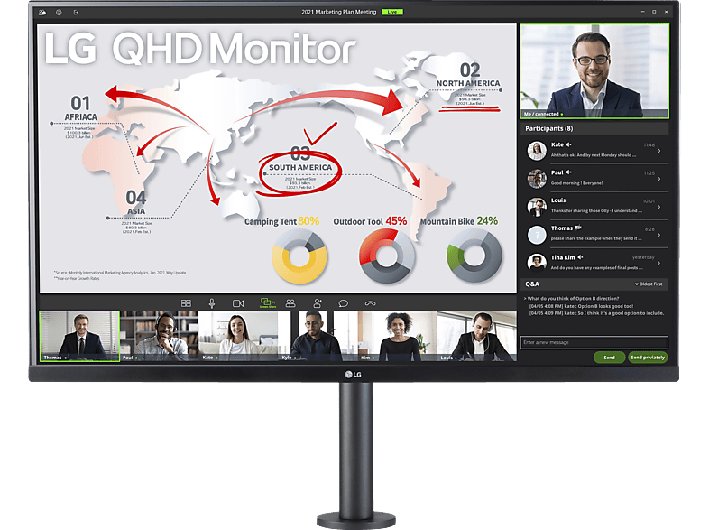 Monitor LG 32QP880NB 31,5 Zoll QHD Monitor (5 ms Reaktionszeit, 75 Hz