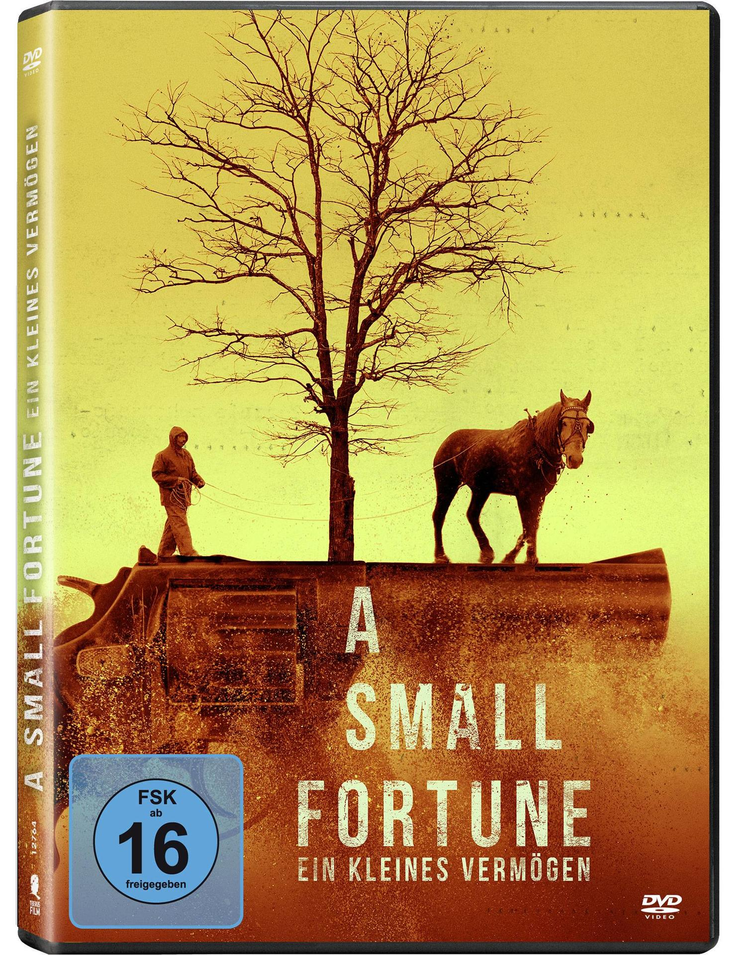 DVD-Cover: Ein Mann und ein Pferd unter einem Baum. Text: 'A Small Fortune'.