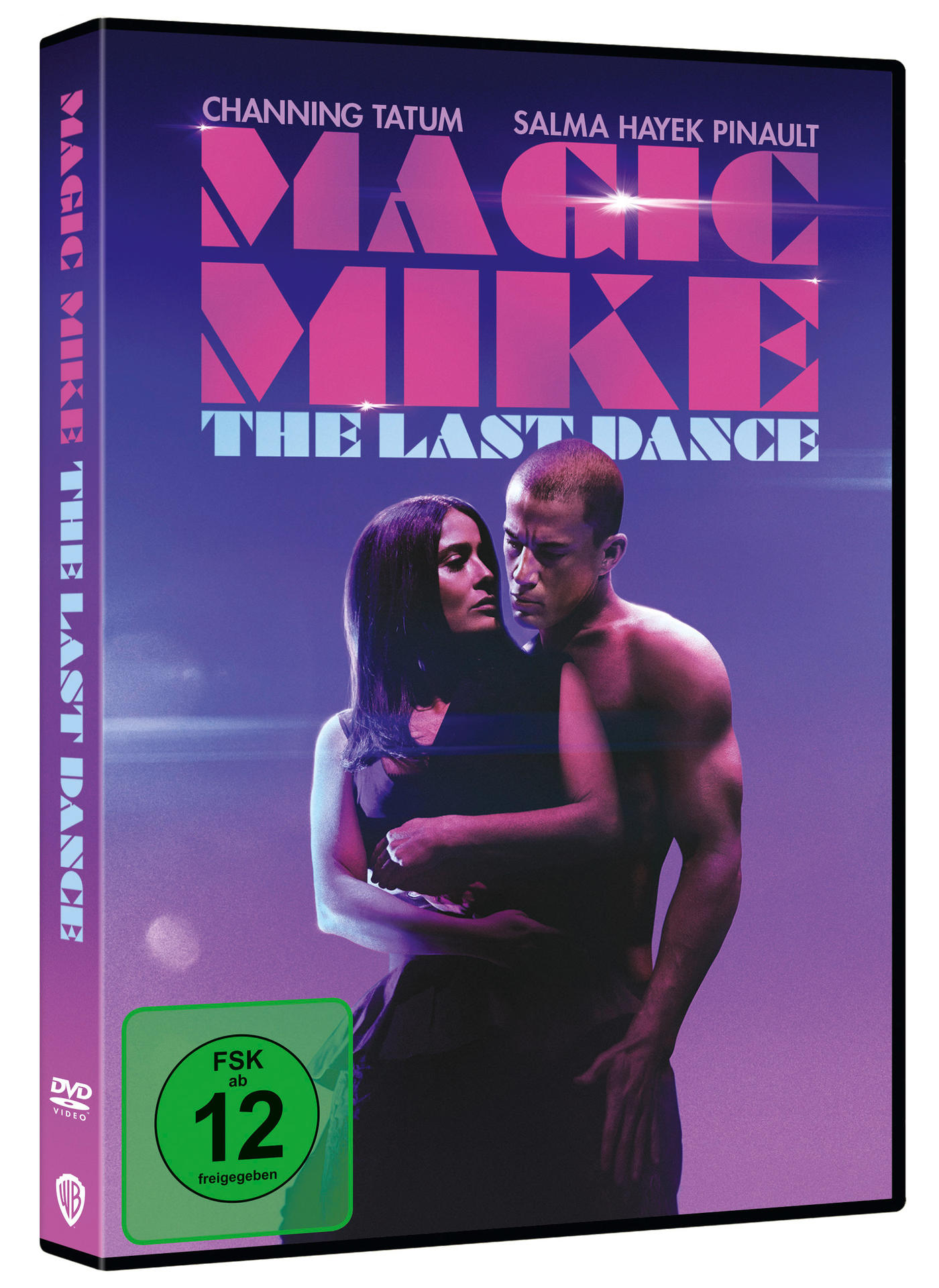 Magic Mike: The Last Dance DVD-Cover mit Channing Tatum und Salma Hayek.