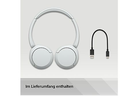 SONY WH-CH520 kabellose Bluetooth Kopfhörer – bis zu 50 Stunden Akkulaufzeit  mit Schnellladefunktion, On-Ear-Stil – weiß online kaufen | MediaMarkt