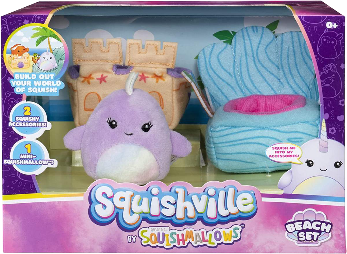 JAZWARES Squishville mini plüss játékkészlet, strandkészlet (SQM0057D-5)