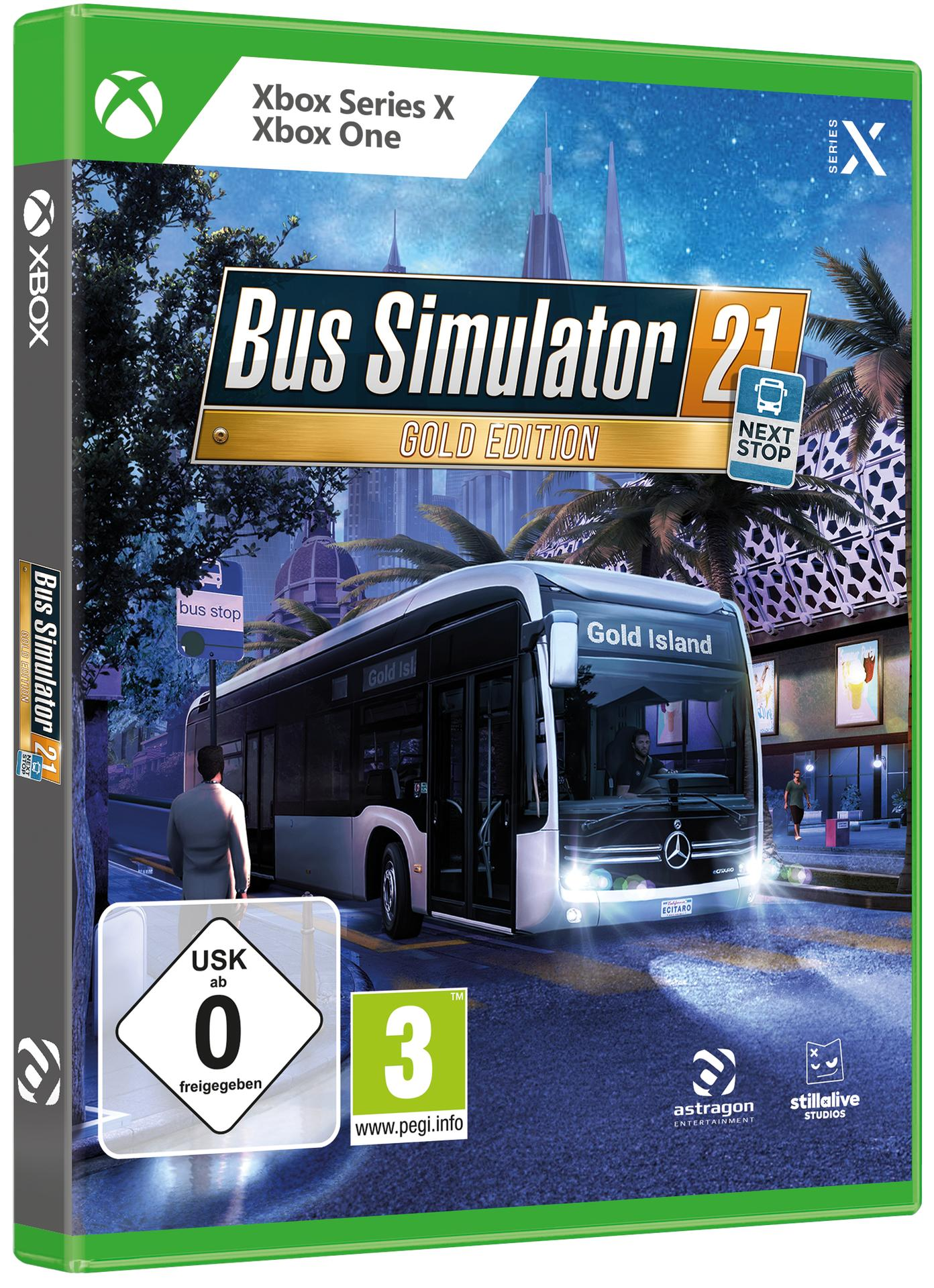 Das Spielbox-Art zeigt einen Bus mit Text, Palmen und einer Stadt.