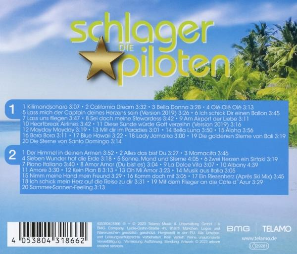 Rückseite einer CD-Hülle mit Titelliste und Informationen, Palmen- und Strandhintergrund.