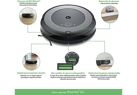 Robot aspirador - iRobot Roomba i5+, 0.4 l, Autonomía 75 min, Tecnología AeroForce, Control por voz, Negro + Autovaciado de suciedad