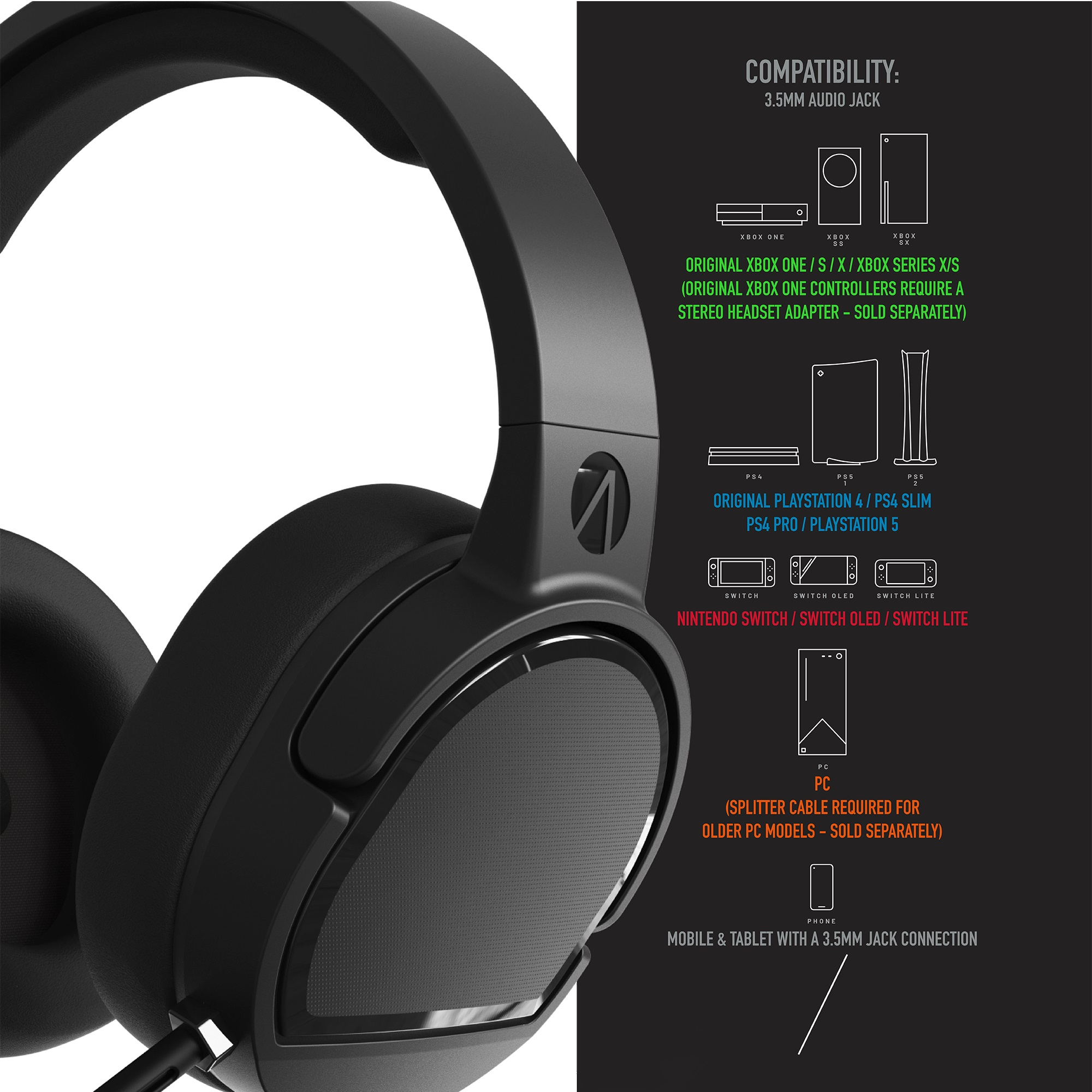 STEALTH Panther Gaming Schwarz Headset Over-ear (PS4/PS5/XBOX/NSW), Headset Gaming