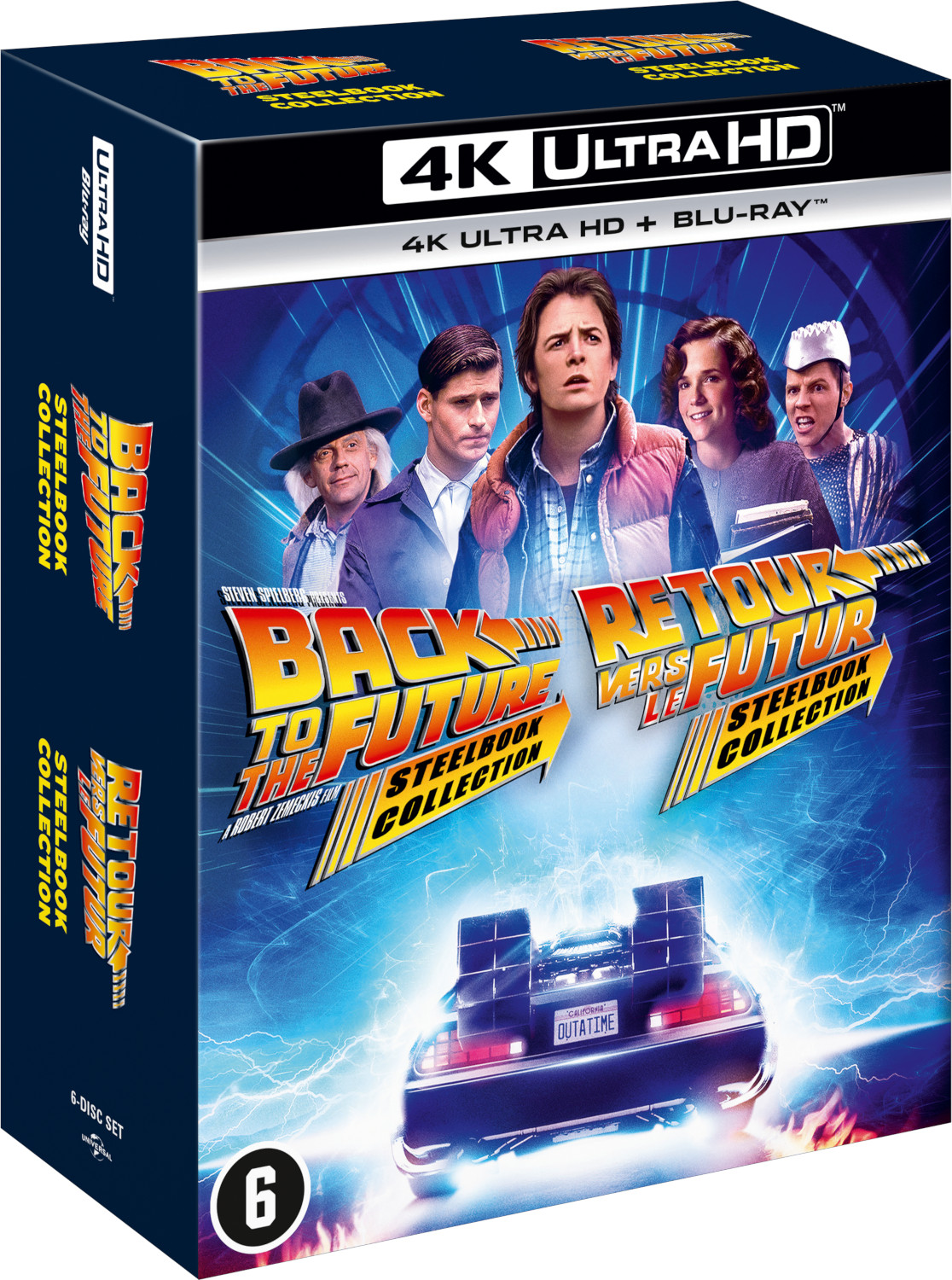 Coffret de films, "Retour vers le futur" et "Retour vers le futur" en format 4K Ultra HD.