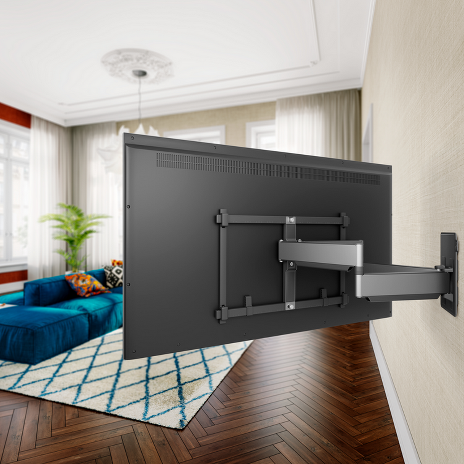 A TV mounted on a wall, with the back visible.