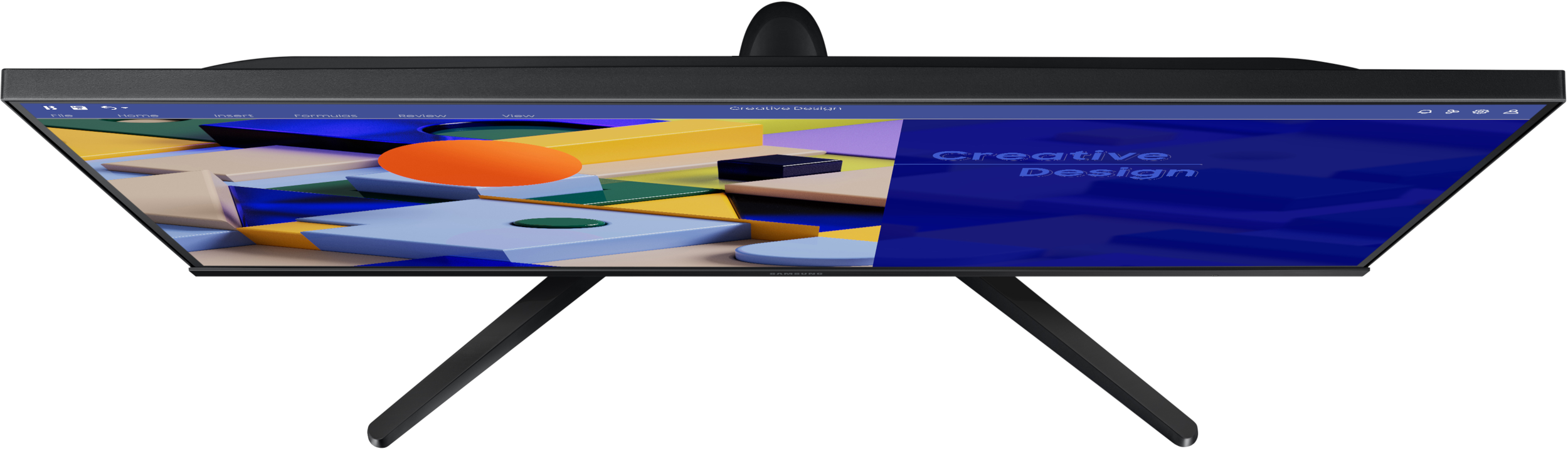 Schwarzer Computermonitor mit kreativem Design auf dem Bildschirm.