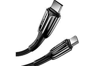 USAMS Textil borítású USB Type-C töltőkábel, 100W, 1,2 méter, fekete (SJ402USB01)
