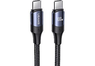 USAMS Textil borítású USB Type-C töltőkábel, 100W, 1,2 méter, fekete (SJ524USB01)