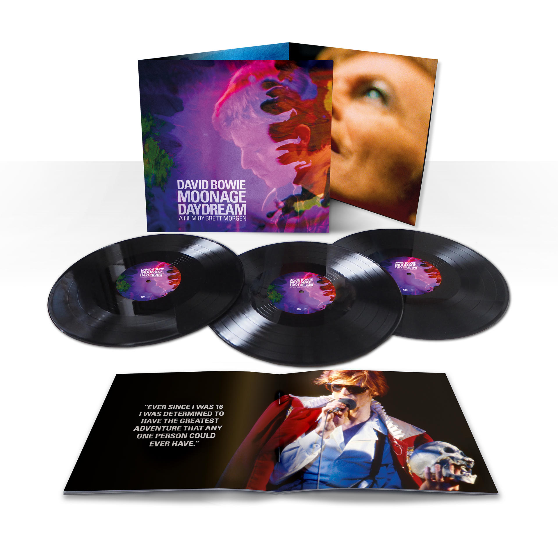 David Bowie album box setje több bakelit lemezzel és egy könyvvel.
