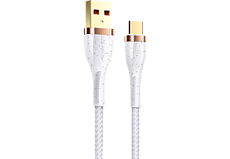 USAMS Textil borítású USB-A - USB Type-C töltőkábel, 1,2 méter, fehér (SJ488USB02)