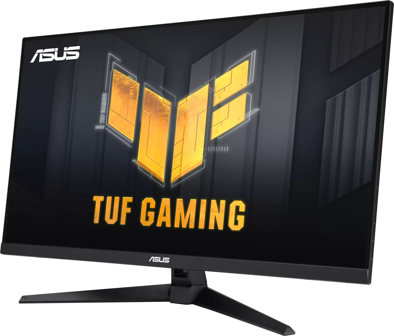 Fekete monitor TUF GAMING logóval és ASUS márkajelzéssel.