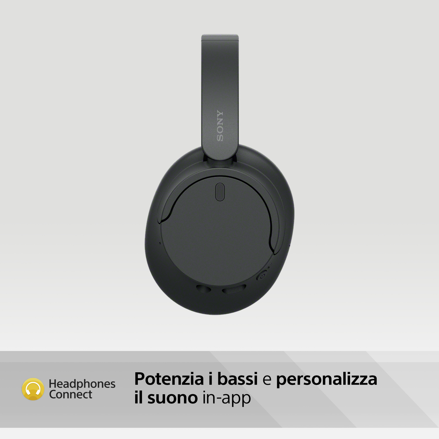 Cuffie wireless nere con la scritta SONY sopra e il marchio in basso.