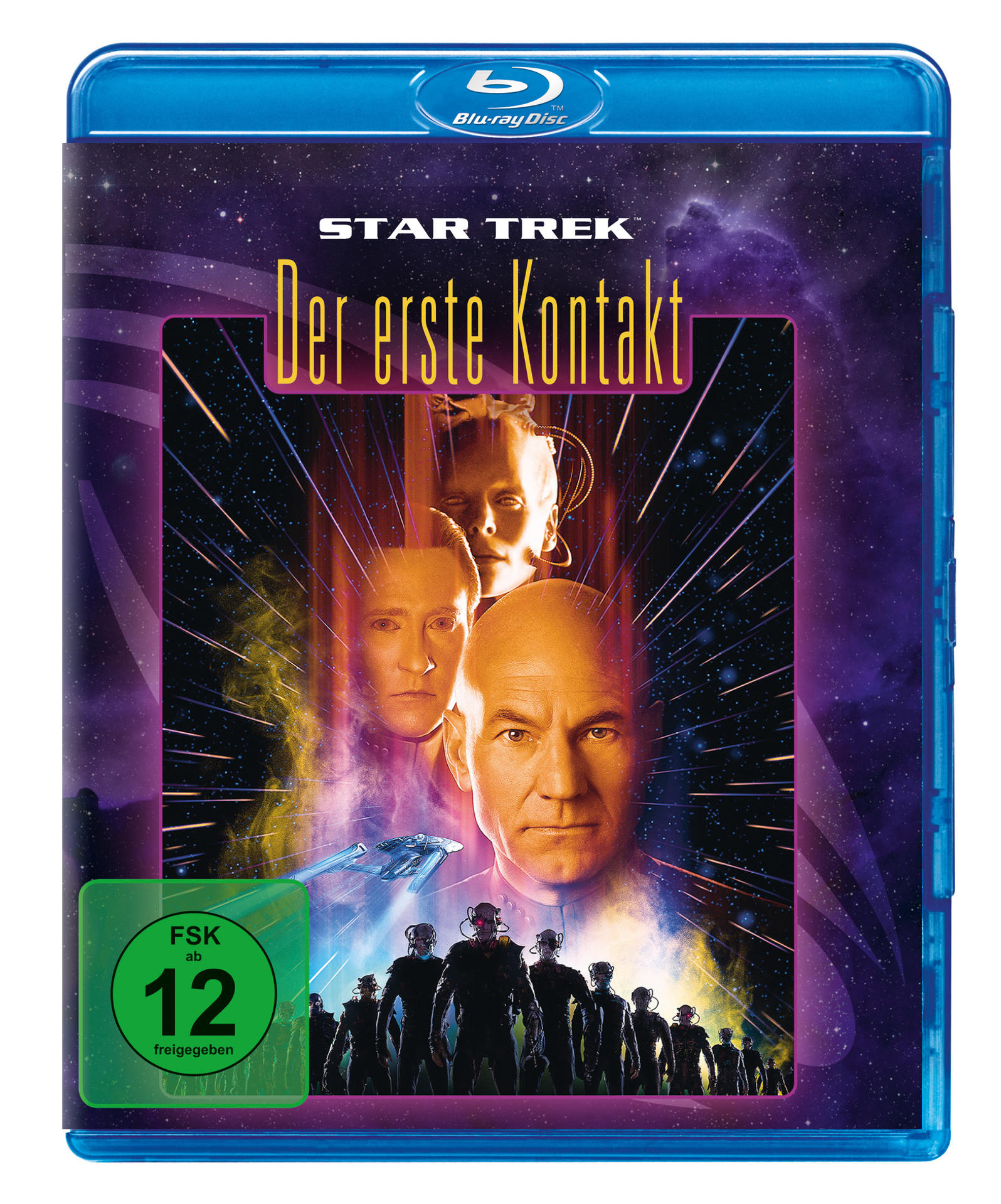 Star Trek: Der erste Kontakt Blu-ray-Hülle. Enthält Schauspieler aus dem Film.