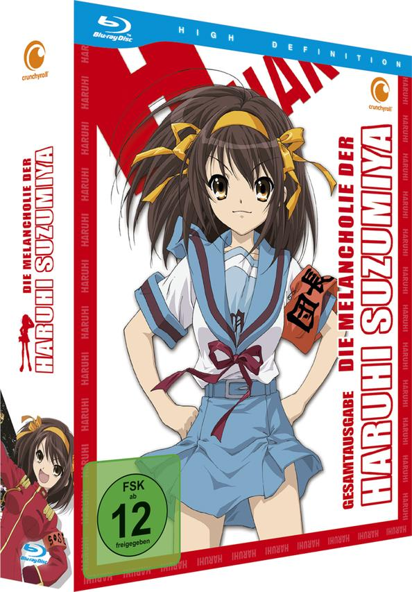 Anime-Box-Art mit einem Mädchen in Schuluniform. Text auf Japanisch und Deutsch.
