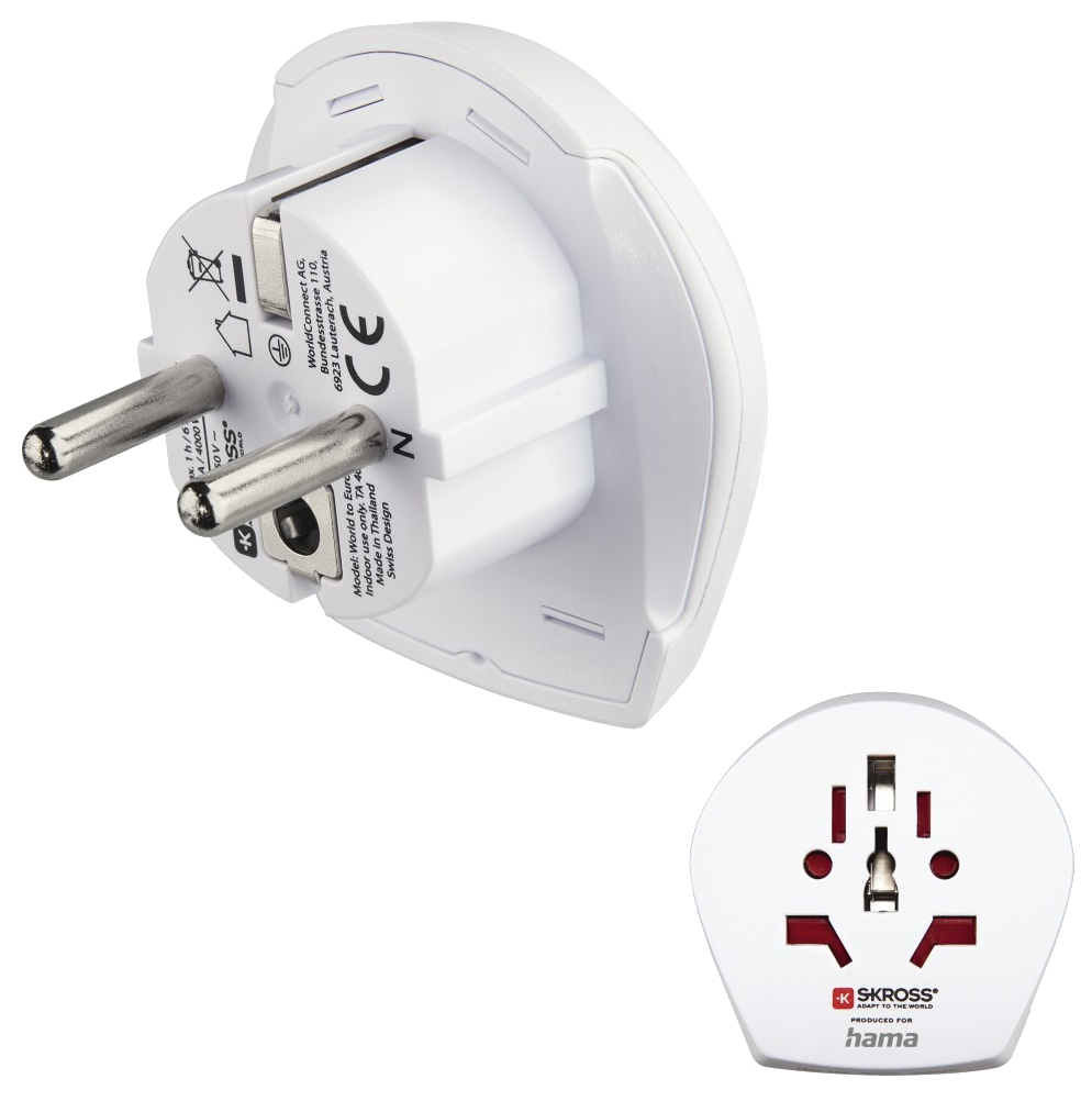 HAMA utazóadapter, világ - Európa, fehér (223831)