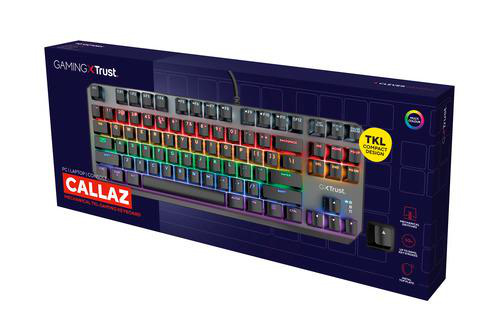 TKL Callaz Tastatur, 834 Gaming TRUST Schwarz QWERTZ-Layout, Mechanische GXT