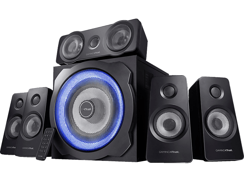 TRUST GXT 658 LED-Beleuchtung - Tytan Schwarz Subwoofer mit und 5.1 Surround-Lautsprechersystem