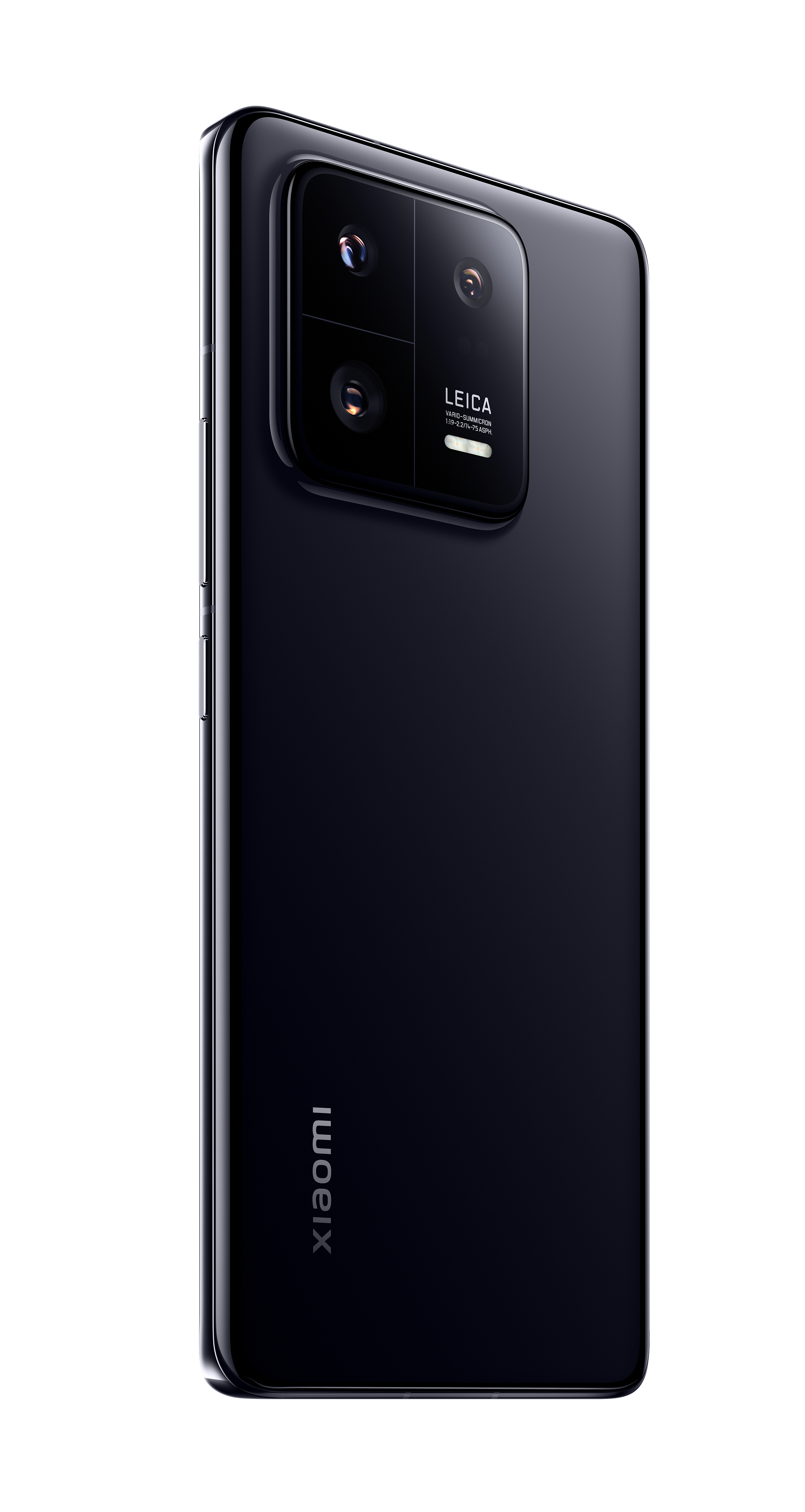 Ein schwarzes Xiaomi-Smartphone von hinten betrachtet, zeigt Kameralinsen und das Xiaomi-Logo.