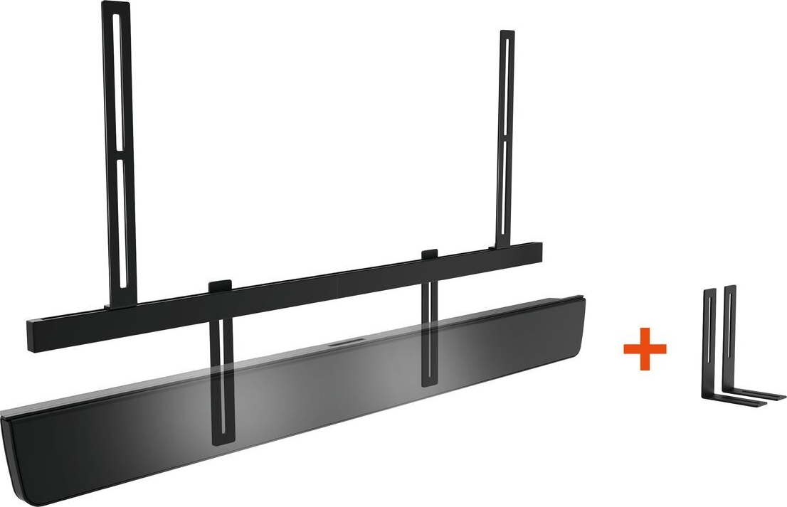Une barre de son avec supports de montage pour une installation murale ou au plafond.