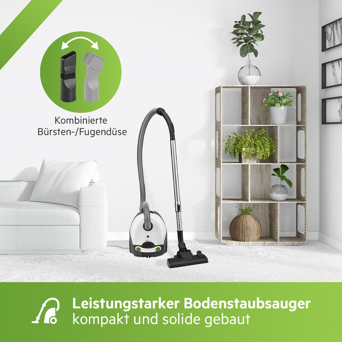 CLATRONIC BS 1300 Bodenstaubsauger Staubsauger, maximale Leistung: 700 Watt