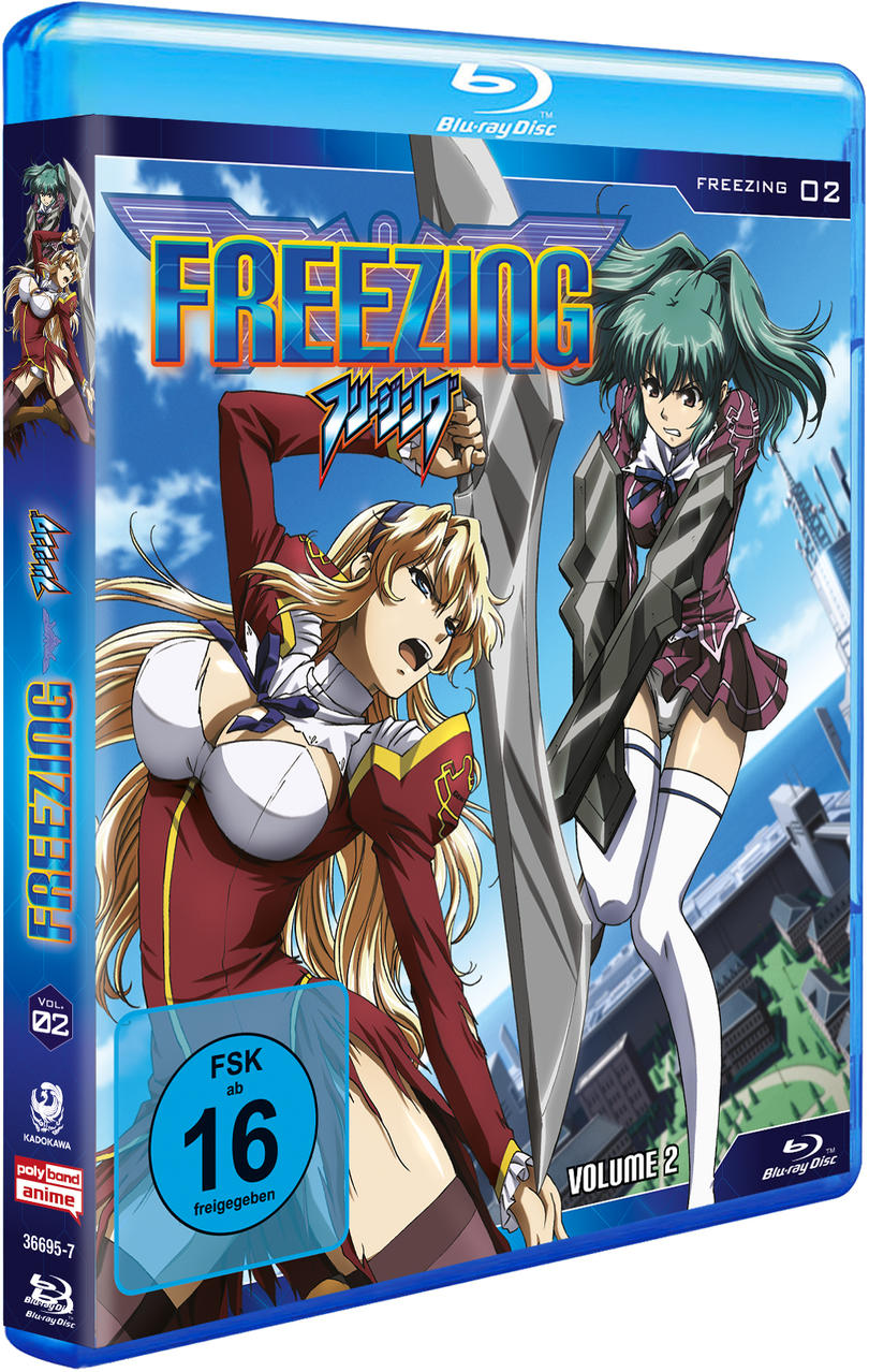 Blu-ray-Disc-Hülle eines japanischen Animes mit zwei weiblichen Figuren.