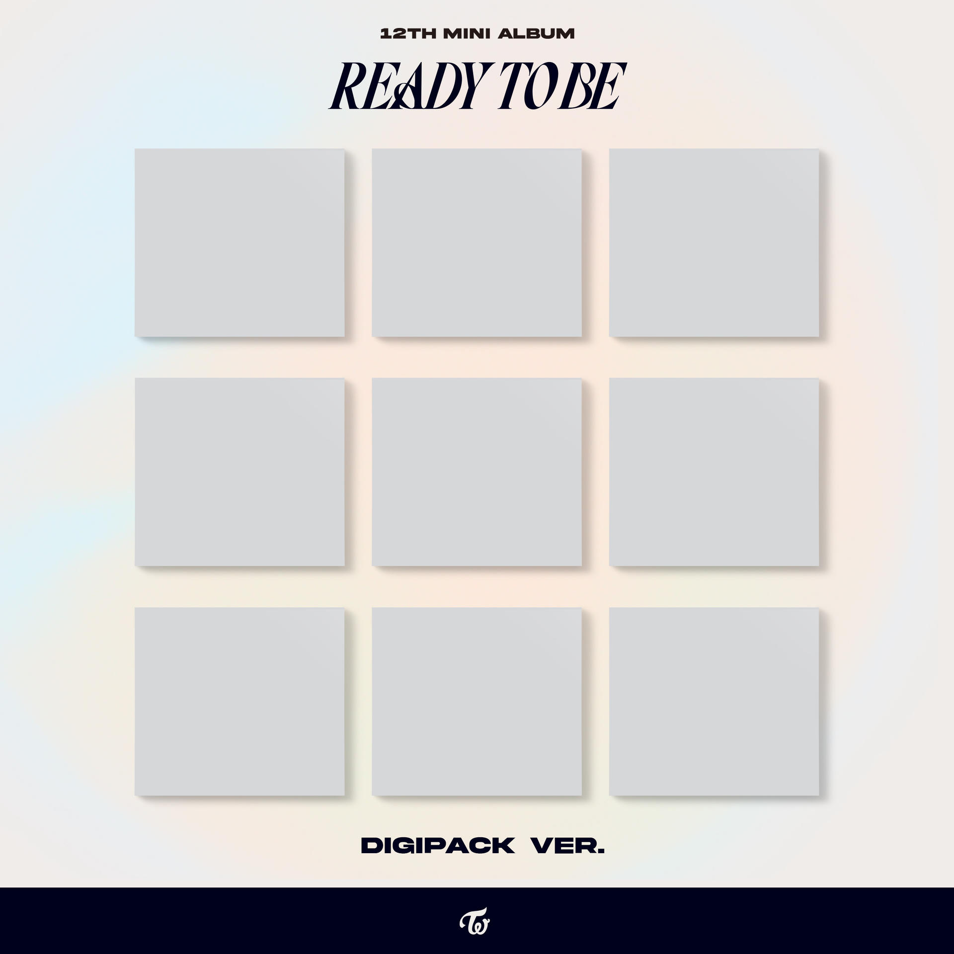 Pochette d'album avec neuf carrés gris et le texte 'READY TO BE'.