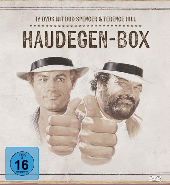 DVD-Box-Set mit Bud Spencer und Terence Hill, mit Daumen hoch.