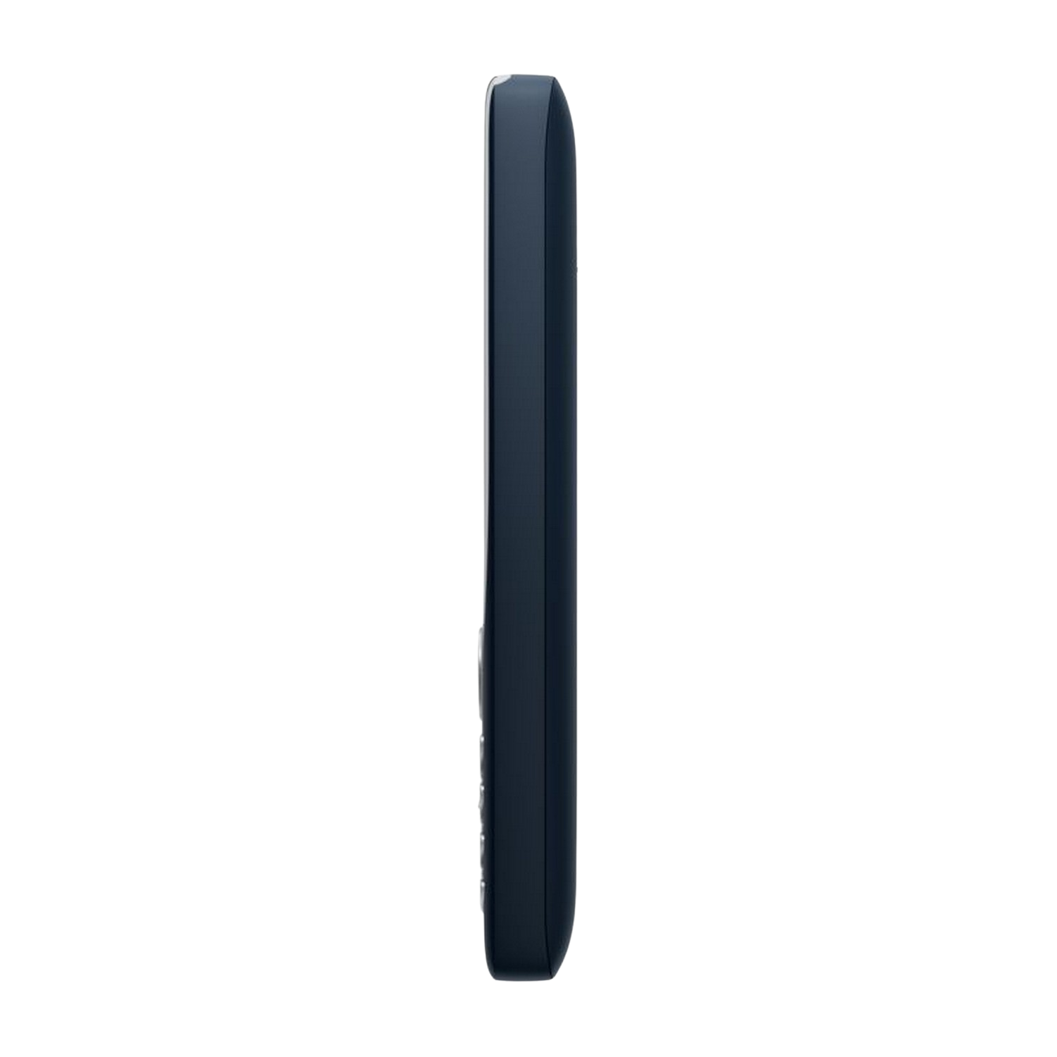 Zijaanzicht van een donkerblauwe smartphone.