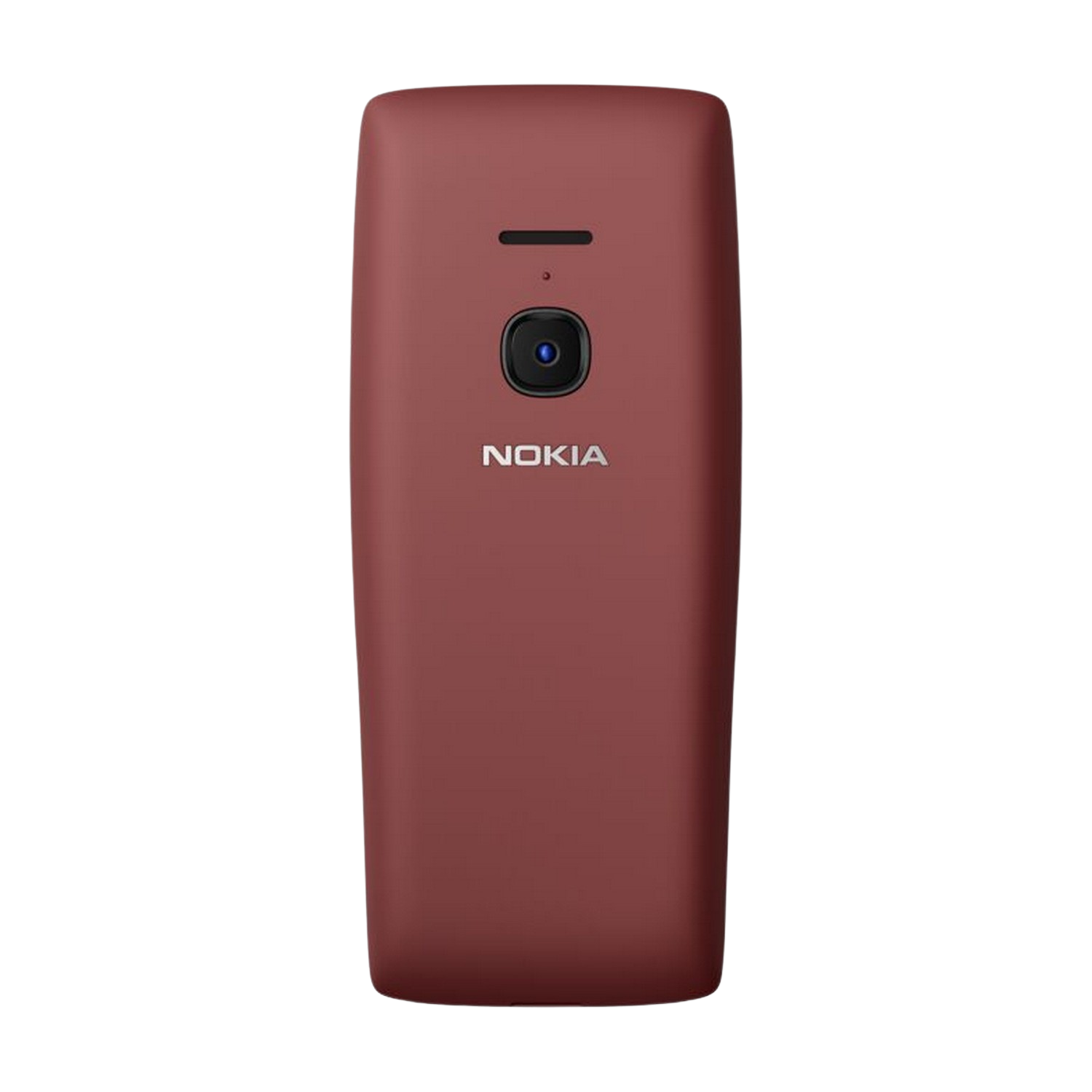 Roodbruine Nokia-telefoon met zwart scherm en camera.