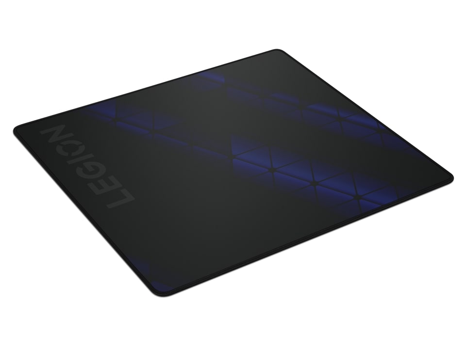 LEGION yazılı ve mavi soyut tasarımlı siyah oyun mousepad'i.