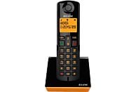 Teléfono - Alcatel S280, Inalámbrico, Bloqueo de llamadas, Agenda para 50 contactos, Manos libres, Negro y Naranja