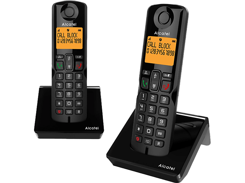 Teléfono - Alcatel S280 Duo, Inalámbrico, Bloqueo de llamadas, Agenda para 50 contactos, Manos libres, Negro