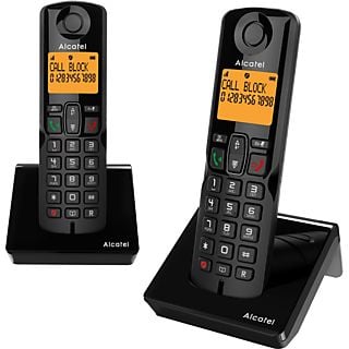 Teléfono - Alcatel S280 Duo, Inalámbrico, Bloqueo de llamadas, Agenda para 50 contactos, Manos libres, Negro