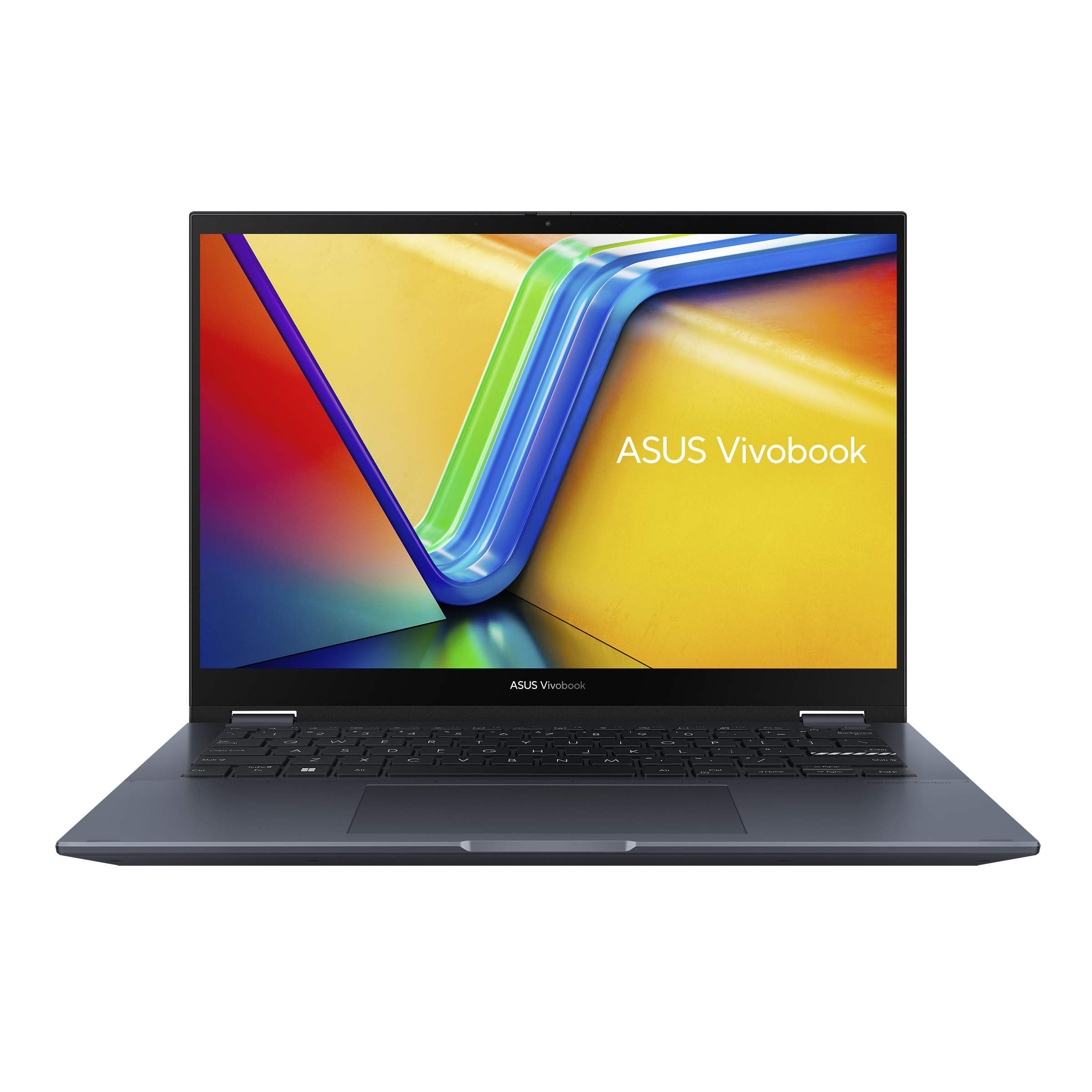 Ein blauer Laptop mit ASUS Vivobook Logo ist geöffnet.