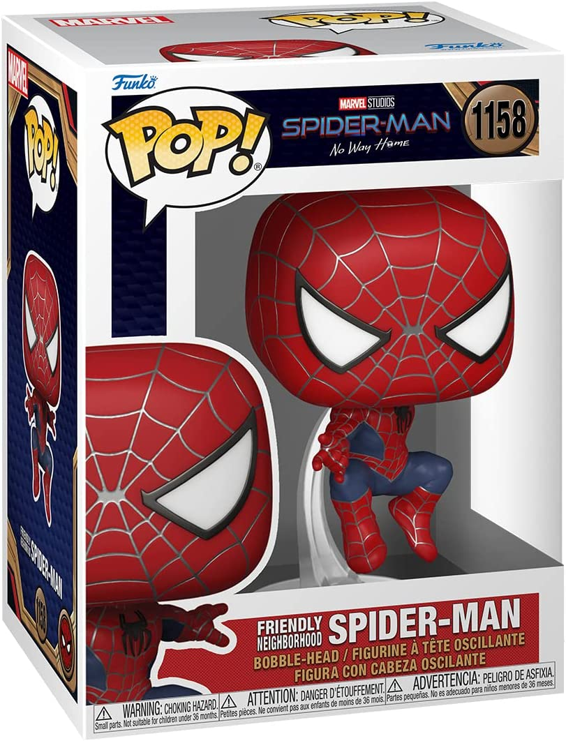Figura Funko Pop de Spider-Man en caja. La caja muestra a Spider-Man.